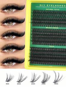 300/270 Pcs Cluster False Eyelashes, 30D+50D+80D+100D Mixed Density, DIY Eyelash Extension, Faux Mink Cluster Lashes - D - 查看 14