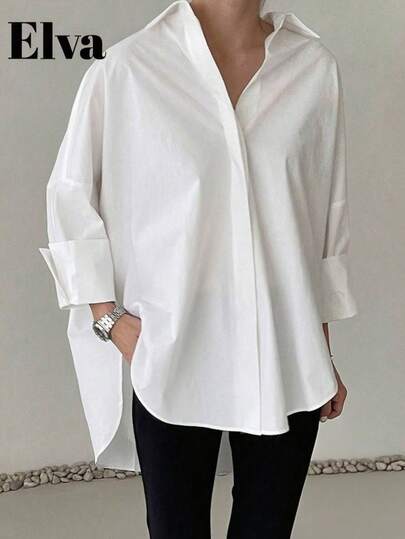 ELVA White Plus Size Women Clothes Women Blouses Office Wear Teacher Shirts Easter Shirt Easter Shirt Elegant Women Dresses Business Professional Women Work Women Blouses