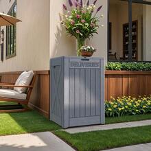 48Gallon Resin Package Delivery Box For Outside Waterproof Storage Deck Box With Lockable Secure Grey - Grey - View 4