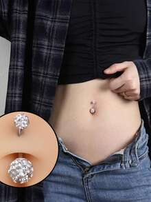 8 قطع من مجموعة مجوهرات الحلقات المرصعة بالراين للسرة للنساء، تصميم بسيط