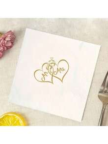 20 件/40 件/60 件，Mr & Ms 钻石戒指爱一次性纸巾婚礼装饰餐巾双层一次性婚礼派对纸巾适用于婚礼、新娘送礼会、周年纪念、情人节和全球庆祝活动