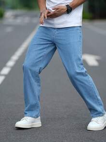 Men's Loose Jeans Straight Leg Wide Leg Long Denim Pants Casual Work Hip-Hop Jeans Pants - Rửa nhẹ - Xem 6