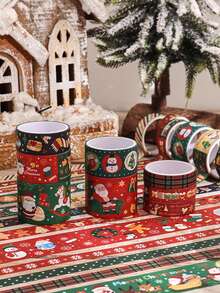 12 Rolls/Box, Christmas Theme Washi Tape, Creative Christmas Multi-Element Pattern Design, Suitable For Diary, Scrapbook And Crafts Decoration DIY Material Tape, Gift Wrapping, Holiday Party Decoration Must-Have - View 8