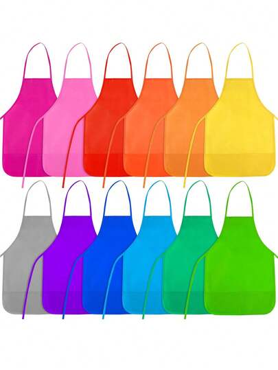 1 件儿童艺术家围裙 - 无纺布，适用于厨房、教室、社区活动、派对、工艺品和艺术绘画活动，颜色随机