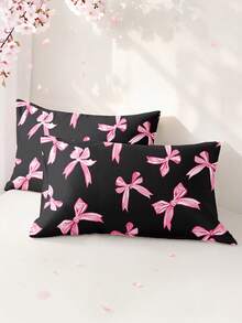 1pc/2pcs/4pcs Black And White Heart Pattern Pillow Cover Set (Pillow Inner Not Included), Soft & Comfortable, Suitable For All Seasons