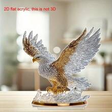 Decoración de escritorio de águila dorada estilo bohemio en 2D - Impreso en 2D con base, decoración del hogar con tema animal para sala de estar, dormitorio, oficina, cocina - Regalo ideal para familia y amigos, pieza de arte elegante, diseño de plumas delicado, 2D plano