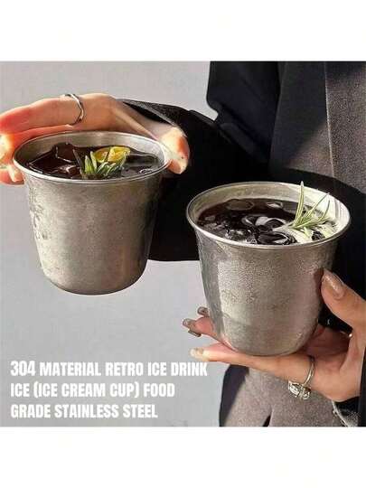 新款复古美式哑光不锈钢咖啡杯、水杯、冷饮杯，厚壁宽口杯，工业风杯子