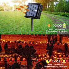 1 Pack Holiday Decoration Outdoor String Lights, Halloween Christmas Starry Lights, Solar Powered Yard Decor Lights - 8 Modes, Street Decor Lights, Solar Fairy Lights, Wrap Around Tree Lights, LED Outdoor String Lights, Patio, Garden, Party, Halloween Decoration Lights (Purple, Purple-Orange, Orange, Warm Color, Colorful)
