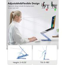 Portable Laptop Stand, Adjustable Folding Laptop Stand For Desk, Laptop Riser For Desk,Computer Notebook Stand Compatible With MacBook Air Pro, ,,(10-16")-Amber Golden - Xanh băng hà - Xem 4