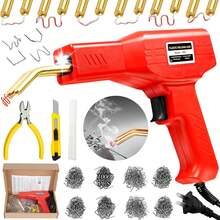 AWCBBT Soldador de Plastico,Plástico Soldadura Máquina Kit 1000pzs,con Alicate y 5 Barritas Termofusibles,4 Clavos Termofusibles Diferentes,Soldadura de Plastico para Reparar Plástico Roto,Defensas - negro - Ver 1