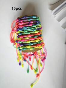 24pcs/15pcs Adjustable Red Rope Bracelet Set, Handmade 7-Knot Bracelets, Classic Stackable Bracelets, Fashion Bracelet Accessories, Suitable For Couples And Friends, Friendship Bracelets, Couples Bracelets, Red Rope Lucky Bracelet Set, Card Packaging, Suitable For Gifts Or Daily Wear - Bracelet Set - View 10