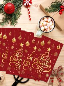20 件/套圣诞节餐巾，带有金色树、球和雪花设计 - 双层纸，用于节日祝福和装饰、圣诞节餐桌装饰 - 彩色 - 查看 2