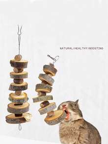 1pc ,Small Animal Chews Toy Natural Apple Wood Block Cage Hanging Molars Treats Snack For Hamsters Rabbits Bunny Bird Parrots Chinchilla Gerbils Squirrels - Brown - View 7