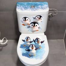 Stiker Toilet Bergambar Penguin Kartun Gaya Laut, Stiker Dekorasi Kamar Mandi Lucu Perekat Sendiri, Stiker Dinding Hewan Lucu Tahan Air untuk Dekorasi Rumah - MultiWarna - View 7