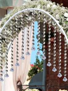 Eleganckie kryształowe koraliki w girlandzie z diamentowymi pryzmatami w kształcie żyrandola – lśniące, przezroczyste, ośmiokątne koraliki akrylowe na Boże Narodzenie, wesele, walentynki – lekki i odblaskowy łańcuch z kamieni szlachetnych do dekoracji centralnych, drzwi i choinek, koraliki do wyrobu biżuterii