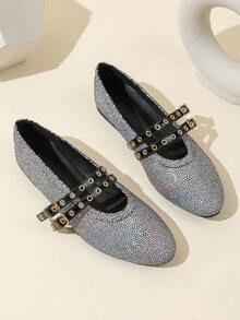 Novos Sapatos Flat Tipo Mary Jane Trançados de Fivela Única com Bico Redondo para Primavera/Outono Femininos, Sapatilhas, Sapatilhas Feitas à Mão, Outono, Ballet