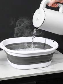 1个便携式折叠足浴盆，塑料足浴盆，可折叠足部理疗盆，节省空间的收纳容器，可折叠硅胶盆，可折叠洗脚盆，泡脚桶，家用旅行洗脚盆，可折叠按摩足浴盆，足部护理工具，居家必备，返校季好物