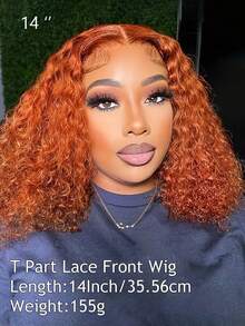 Parrucca corta, elegante e riccia a caschetto in veri capelli per donne, n. 350, densità 180, 13 x 4 x 1, parrucca con pizzo trasparente con onde profonde per uso quotidiano, pre-sfoltita, con riga centrale, parrucca in veri capelli con onde profonde e bagnate, colore rosso-marrone, per uso quotidiano, regalo di Natale, Ognissanti, cosplay, 25,4 cm