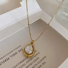 1 Piece/French Retro Metal Pearl Necklace, Simple High-End Temperament Clavicle Necklace - Vàng - Xem 6