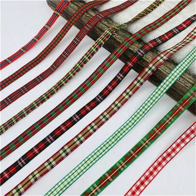5yards 10mm Plaid Ribbon Christmas Decor Ribbon For Handmade Design Christmas Decoration DIY Gift Wrapping