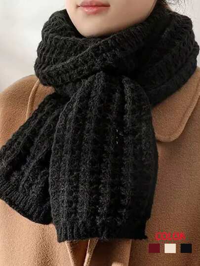 Women's Fashion Knitted Scarf, Thick & Warm, Versatile, High-Quality, Suitable For Autumn/Winter