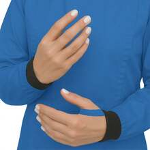 Bata Medica Antifluidos Unitalla marsupial puño con pasador de pulgar fresca suave cordones ajustables - Plumbago - Ver 3