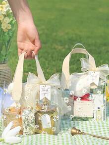 10个/5个/1个透明PVC礼品包装袋，可重复使用礼品袋【不含丝带】，适用于新娘送礼会、婚礼、生日、购物、简约家居装饰、带提手透明礼品袋、透明婚礼礼品袋、团体礼品袋、节日派对用品、复活节礼物、圣诞节礼物 - 彩色 - 查看 5