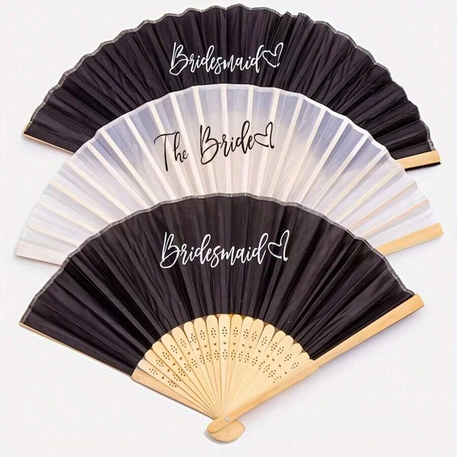 Bride Bridesmaid Hand Fan Summer Beach Pool Wedding Engagement Bach Weekend Bachelorette Hen Party Bridal Shower Honeymoon Gift - 彩色 - 查看 1