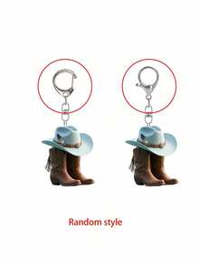 1 Stück Western Cowboy Stiefel und Hut Schlüsselanhänger - Vintage 2D flacher Acryl Schlüsselring, Country Stil Taschenanhänger und Rucksack Anhänger | Leichtes Accessoire, geeignet für den täglichen Gebrauch, Cowboy Partys, Karnevals, Western Festivals | Kreatives Cowboy Hut und Stiefel Design, ideales Geschenk zu Geburtstag, Weihnachten, Thanksgiving, Valentinstag | Toll für Studenten, Freunde, Männer und Frauen, Outdoor Reisen und Urlaubsandenken - Verschiedenfarbig - Übersicht 6