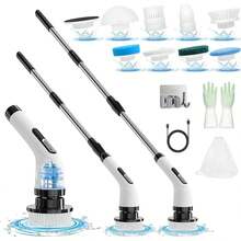 Cepillo Electrico para Baño Limpieza,[IPX7 Resistente al Agua] Cepillo Giratorio para Baño sin con 9 Cabezas de Cepillo Reemplazables,extensible ajustable para baño, cocina, coche, etc. - 1 - Ver 9