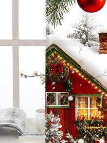 1 buc. Perdea transparentă decorativă de Crăciun, potrivită pentru dormitor, sufragerie, decor de toamnă, balon de Crăciun, fulg de zăpadă, brad de Crăciun, glob de Crăciun, perdea de fereastră cu imprimeu de Crăciun, perdea imprimată cu buzunar pentru tijă pentru dormitor, birou, bucătărie, sufragerie, decor pentru casă, 100g/㎡ decorațiuni de Crăciun decor cameră decorațiuni de Crăciun pentru casă - Multicolor - Vizualizare 6