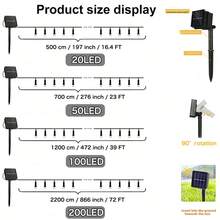 1 pieza 20/50/100/200 Luces LED solares para exteriores, luces de Navidad solares de cable verde, 8 modos de hadas destellantes, adecuadas para iluminación de escenario, árbol de Navidad, decoración de jardín, boda, camping al aire libre, decoraciones de Halloween para exteriores para jardín, patio, fiesta, Navidad, patio (Morado/Blanco cálido/Blanco/Multicolor)