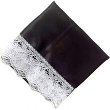 Lap Scarf Handkerchief Silk Lap Scarf Scarves Covers Cloths With Lace Ladies Women - 烏黑 - 查看 8