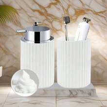 Dispensador de jabón espumoso para el baño, contenedores de almacenamiento de jabón de manos y lavavajillas, decoración de estilo granja, dispensador de jabón espumoso, soporte para cepillo de dientes