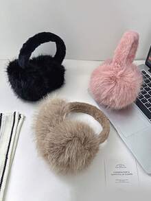 1 peça de protetores auriculares de pelúcia que mantêm aquecidos, protegem as orelhas do frio, meninas fofas, protetores auriculares dobráveis, protetores auriculares peludos, protetores auriculares à prova de vento, inverno quente