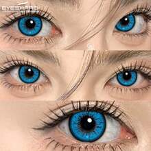 Eyeshare 1副Cosplay彩色隐形眼镜，适合动漫黄色镜片，配件镜片，红色镜片，年度紫色化妆彩色眼镜 - 年拋 - 查看 4