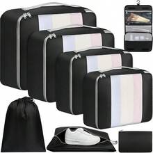 6/8/10 Set Packing Cubes For Travel Luggage Organizer - 08-black - View 1