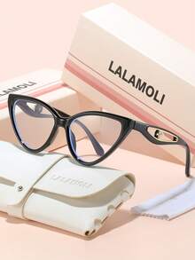 LALAMOLI LALAMOLI Katzenauge Vollrahmen Klarglas, Perlenverzierung an den Bügeln, geeignet für den täglichen Gebrauch und als Geschenk