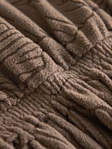 1 件荷叶边沙发套，毛绒提花面料，欧式风格，装饰性沙发保护套，易于安装，防尘防宠物刮，适合客厅、书房、办公室沙发，四季皆宜 - 咖啡棕 - 查看 10