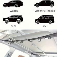 2pcs Adjustable Lightweight Aluminum Fishing Rod Holder Rack, Can Hold 7 Rods, Quick Installation Without Drilling, Ceiling Mount Storage Rack With Non-Slip Hook And Loop Straps, Secure Grip, Space-Saving Design, Suitable For SUV, Truck, Van, RV, Small Truck For Outdoor Fishing Trips - Black - View 5