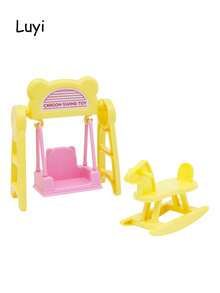Mini Furniture Bedroom Micro Model Rocking Bed, Fence, Baby Stroller, Swing, Wooden Horse Decor (Bedside Bell Color Random), Dollhouse Accessories, Suitable For Decorating Toy House And Mini Miniature Scenes - Multicolor - View 11