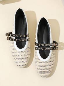 Sapatilhas Femininas de Outono/Inverno com Tiras Trançadas, Fivela e Bico Redondo, Tipo Mary Jane, Estilo Balé