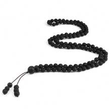 1件休闲风格108颗念珠黑珠项链佛教弹性马项链简约百搭毛衣链 - 黑色 - 查看 14