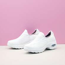 Damskie, czarno-różowe, codzienne, amortyzowane buty do biegania z amortyzacją, odpowiednie do uprawiania sportu, wypoczynku, tańca, karmienia piersią, z podeszwą typu rocker, na platformie, do grubych trampek