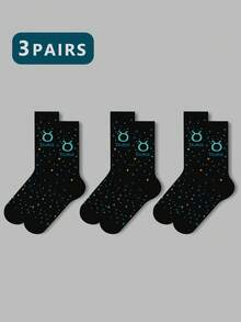 1/2/3 双女士十二生肖袜、白袜、黑袜、中筒袜、艺术袜、运动袜、时尚袜、女童袜、中筒袜、简约袜、休闲袜、适合日常穿着、秋季 - 彩色 - 查看 56