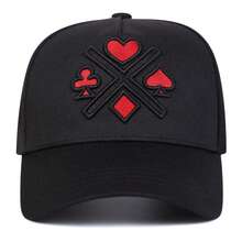 1Piece Men Poker Embroidered Patchwork Five-Sided Baseball Cap Outdoor Adjustable Sunscreen Leisure Hat Spring Autumn Travel Tourism Beach Vacation - 彩色 - 查看 4