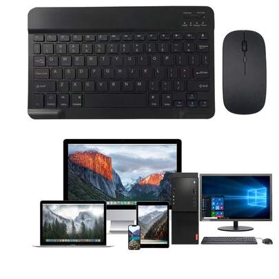 AKKHOO Wireless Bluetooth Keyboard & Mouse Combo, Compatible With IPad, Computer, Phone, Tablet, Rechargeable & Silent, Mini Keyboard Mouse Set (Random New/Old Version)