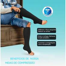 1 Pair Women's Toeless Compression Socks For Sports And Outdoor Use, Thigh High Socks With Side Zipper, Comfortable For Movement, Varicose Vein Prevention Socks, Close-To-Skin Fitting Socks - 黑色 - 查看 6