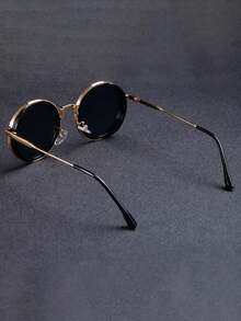 1pc New Retro Steampunk Small Round Metal Fashion Glasses Women Men Daily Simple Wild Street Festival Party Wear Fashion Glasses Female Suitable For Daily Casual Wear Glasses - Multicolor - View 4