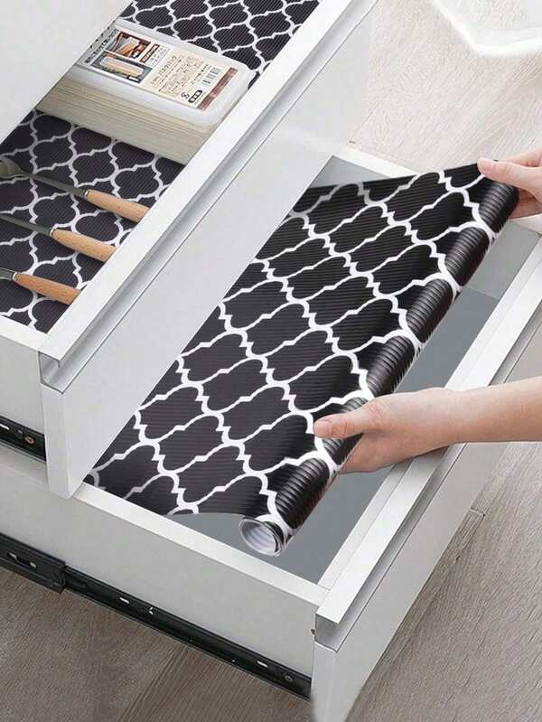 1 rolo de forro de prateleira grosso preto, forro antiderrapante para gavetas, almofada de geladeira de EVA lavável, fácil de cortar, forro de geladeira